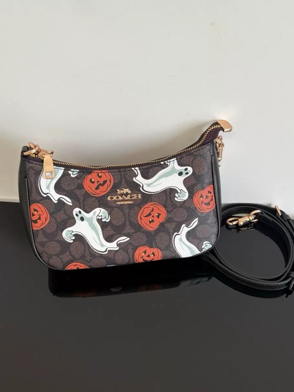 Coach Teri Bag Signature Canvas Halloween Ghost Pumpkin - Picture 6 of 10